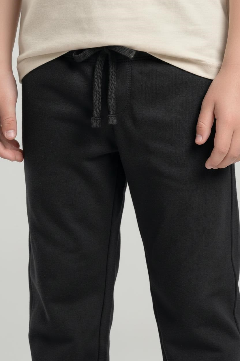 Boys Black Regular Fit Track Pants