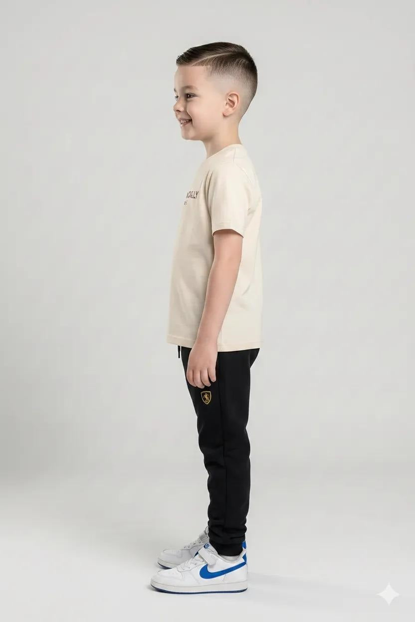 Boys Brand Logo Printed Regular Fit Cotton Joggers