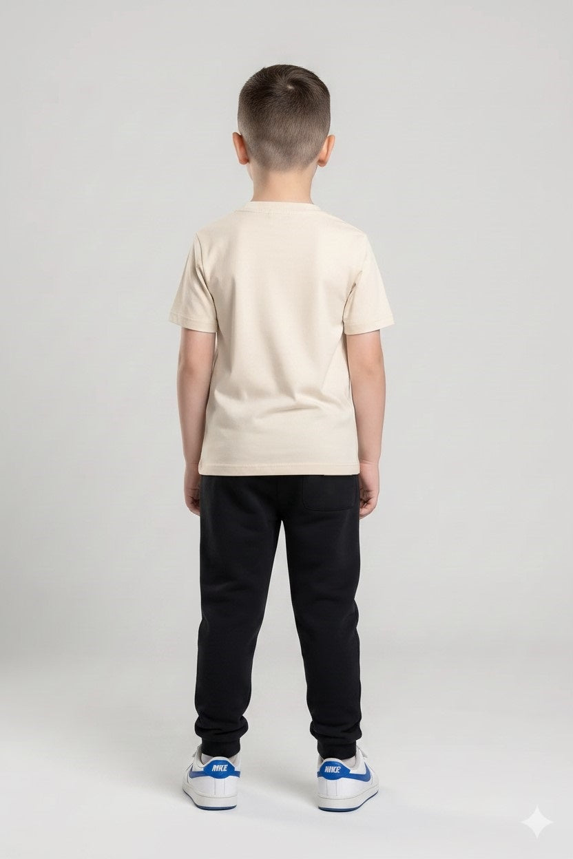 Boys Brand Logo Printed Regular Fit Cotton Joggers