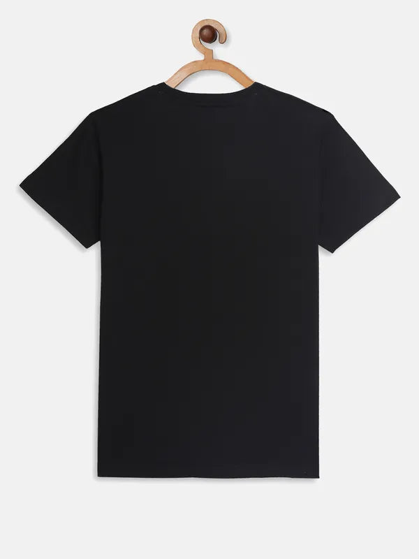 Octave Boys Black Typography Printed T-Shirt