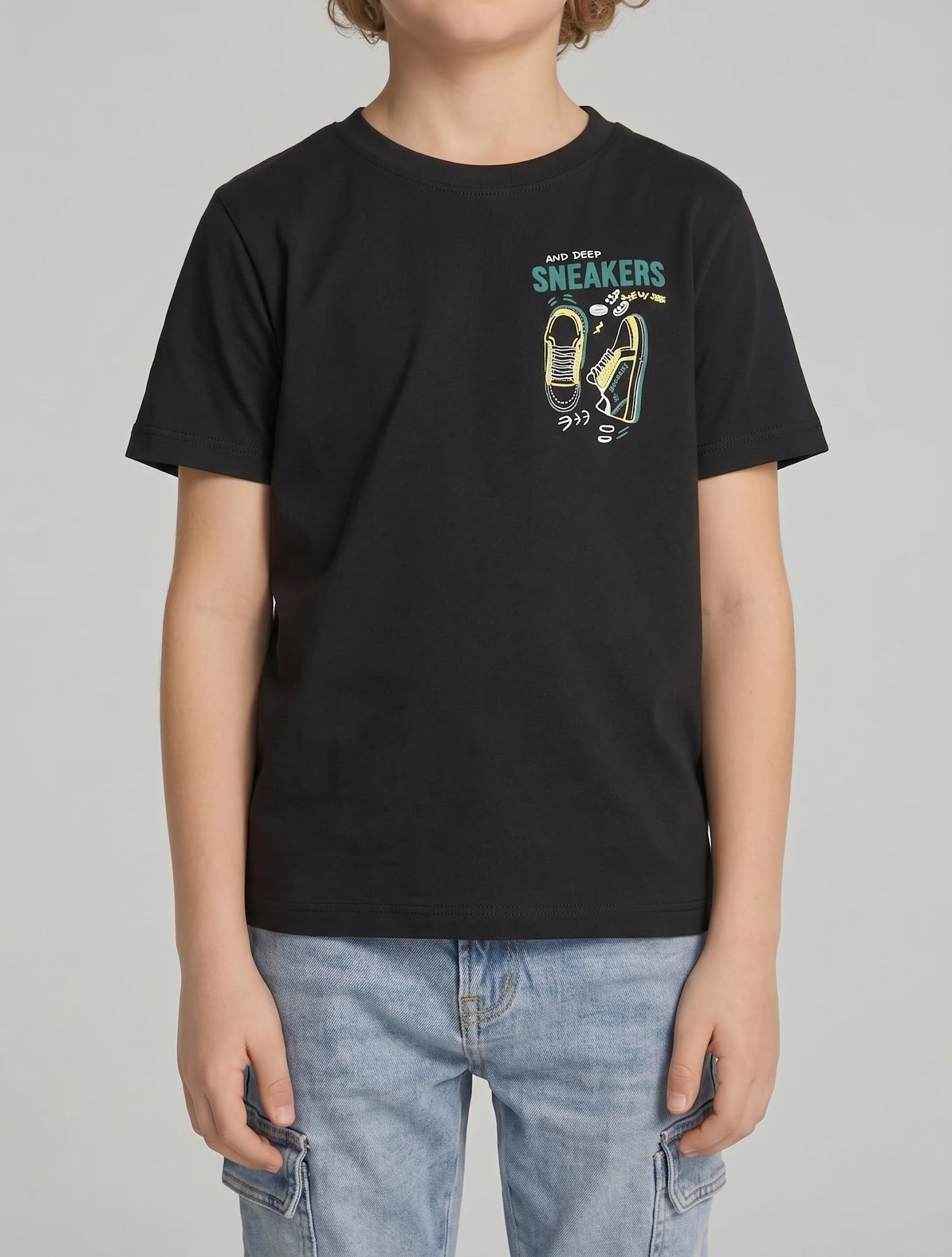 Boys Black Printed T-shirt