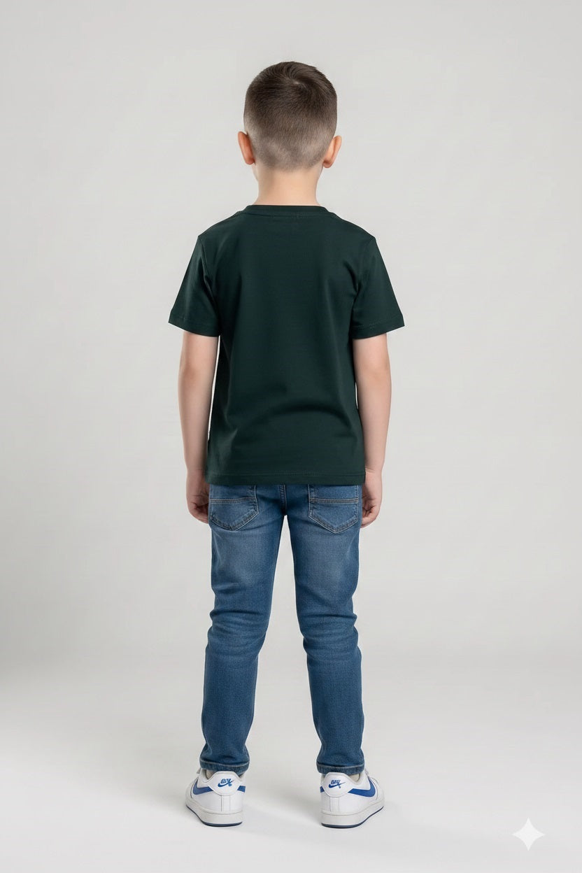 Boys Mountain Green Printed T-shirt