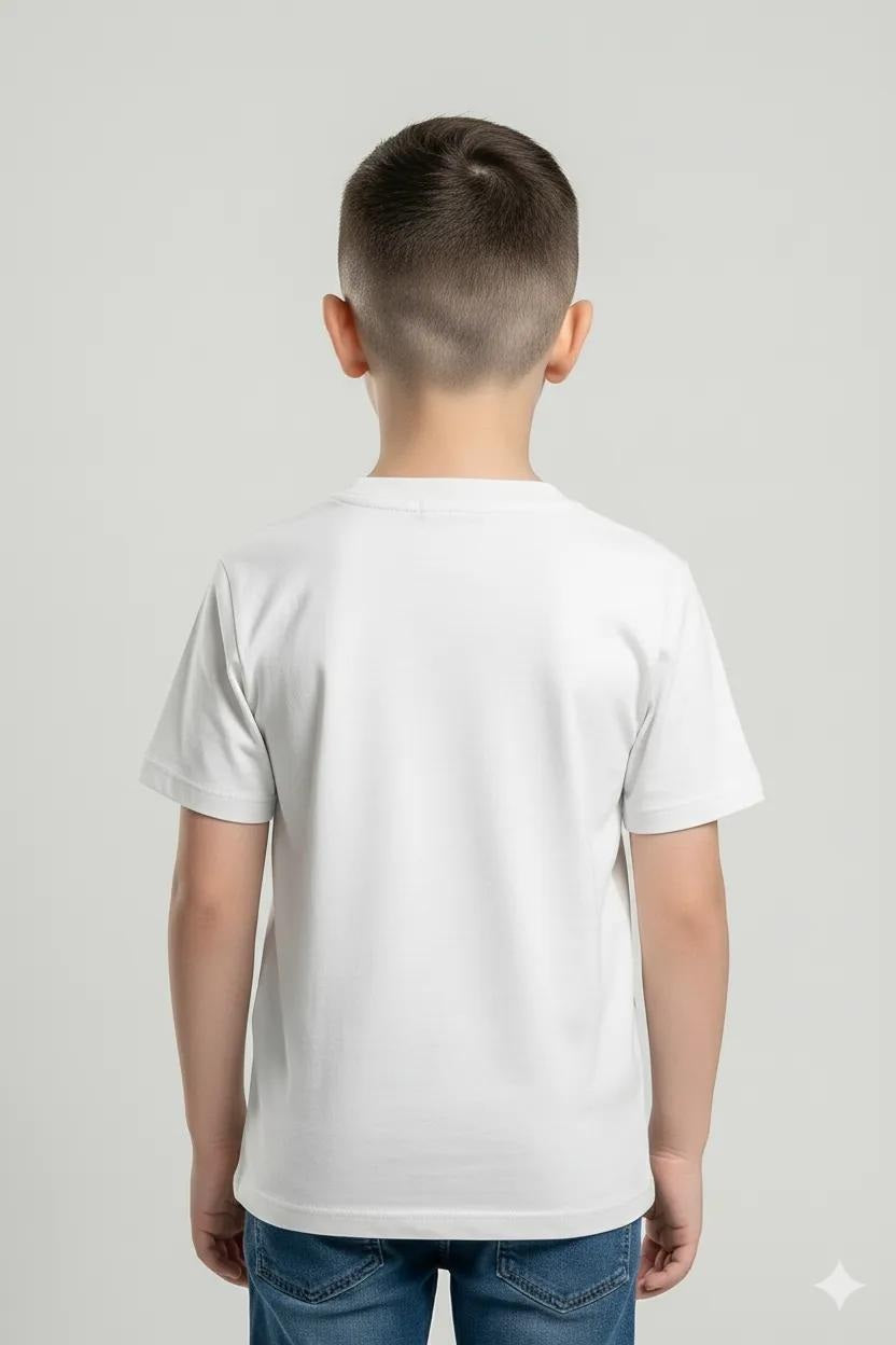 Octave Boys Off White Printed Cotton Round Neck T-shirt