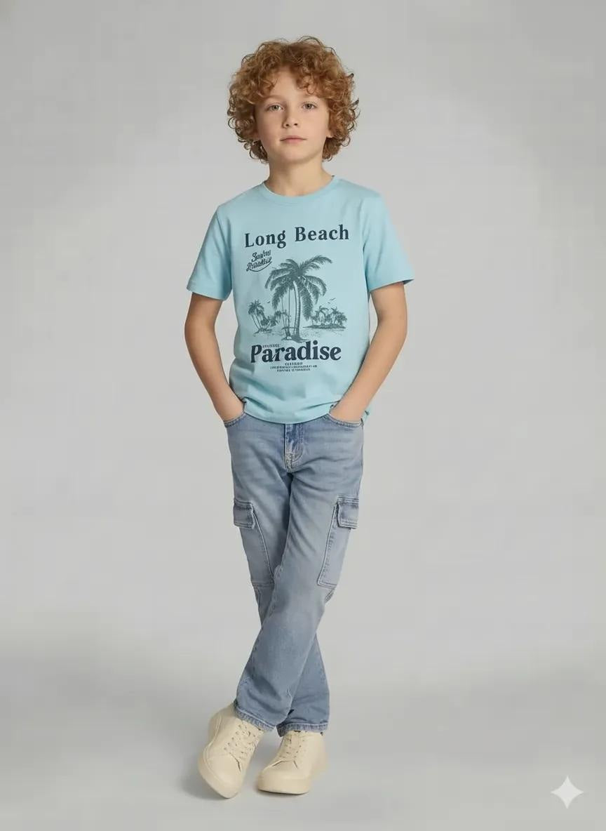 Octave Boys Grphics Printed Cotton Round Neck T-shirt