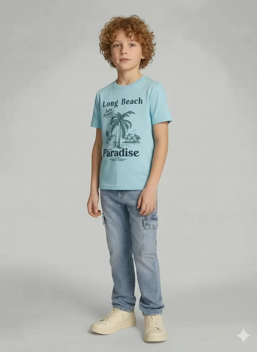 Octave Boys Grphics Printed Cotton Round Neck T-shirt