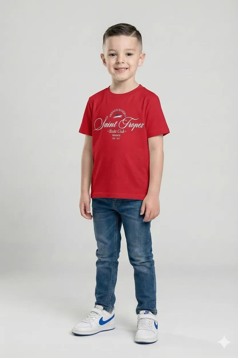 Octave Boys Brick Printed Cotton Round Neck T-shirt