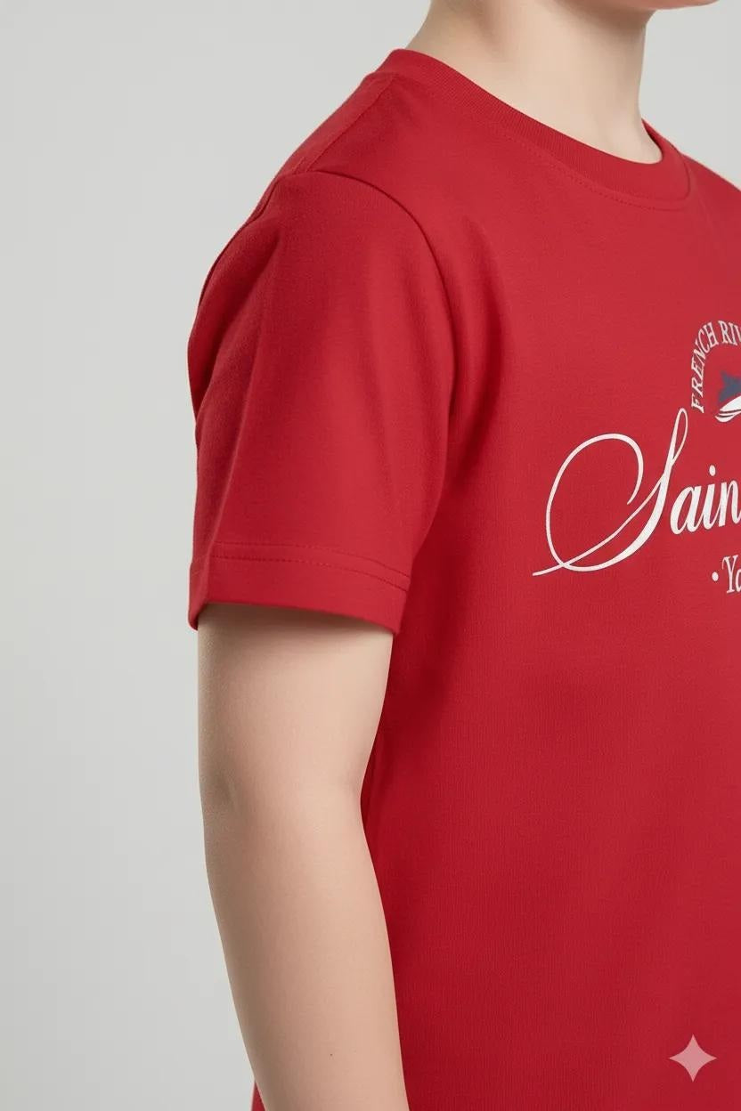 Octave Boys Brick Printed Cotton Round Neck T-shirt