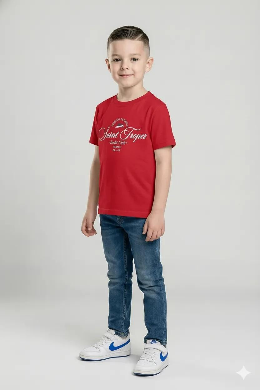 Octave Boys Brick Printed Cotton Round Neck T-shirt