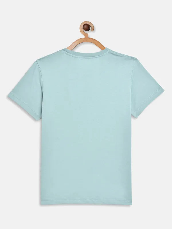 Octave Boys Blue Typography Printed Applique T-Shirt