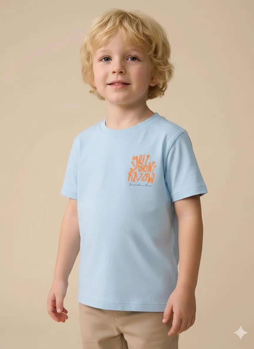 Boy Delicate Blue Round Neck T-Shirt