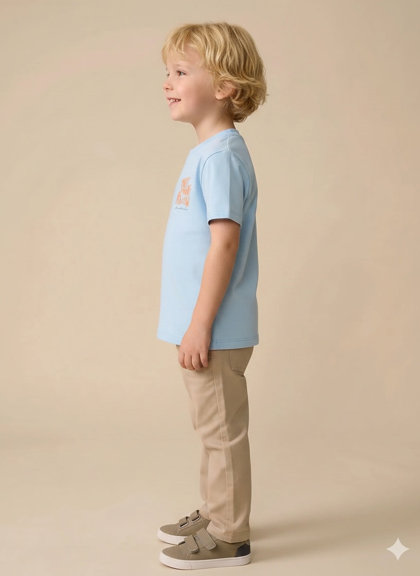 Boy Delicate Blue Round Neck T-Shirt