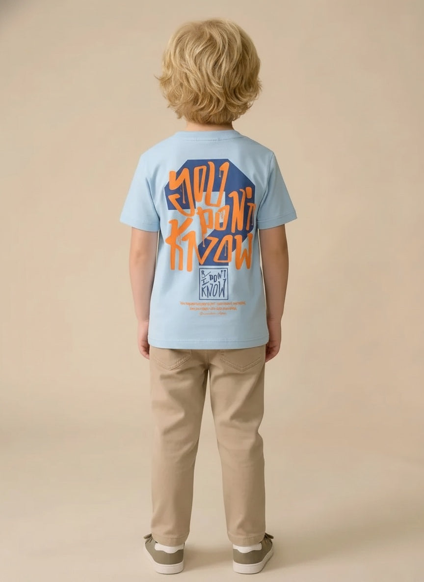 Boy Delicate Blue Round Neck T-Shirt