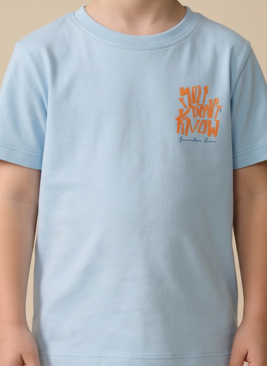 Boy Delicate Blue Round Neck T-Shirt