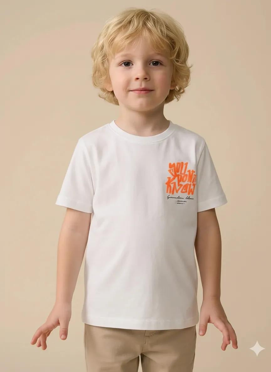 Boy Off White Round Neck T-Shirt