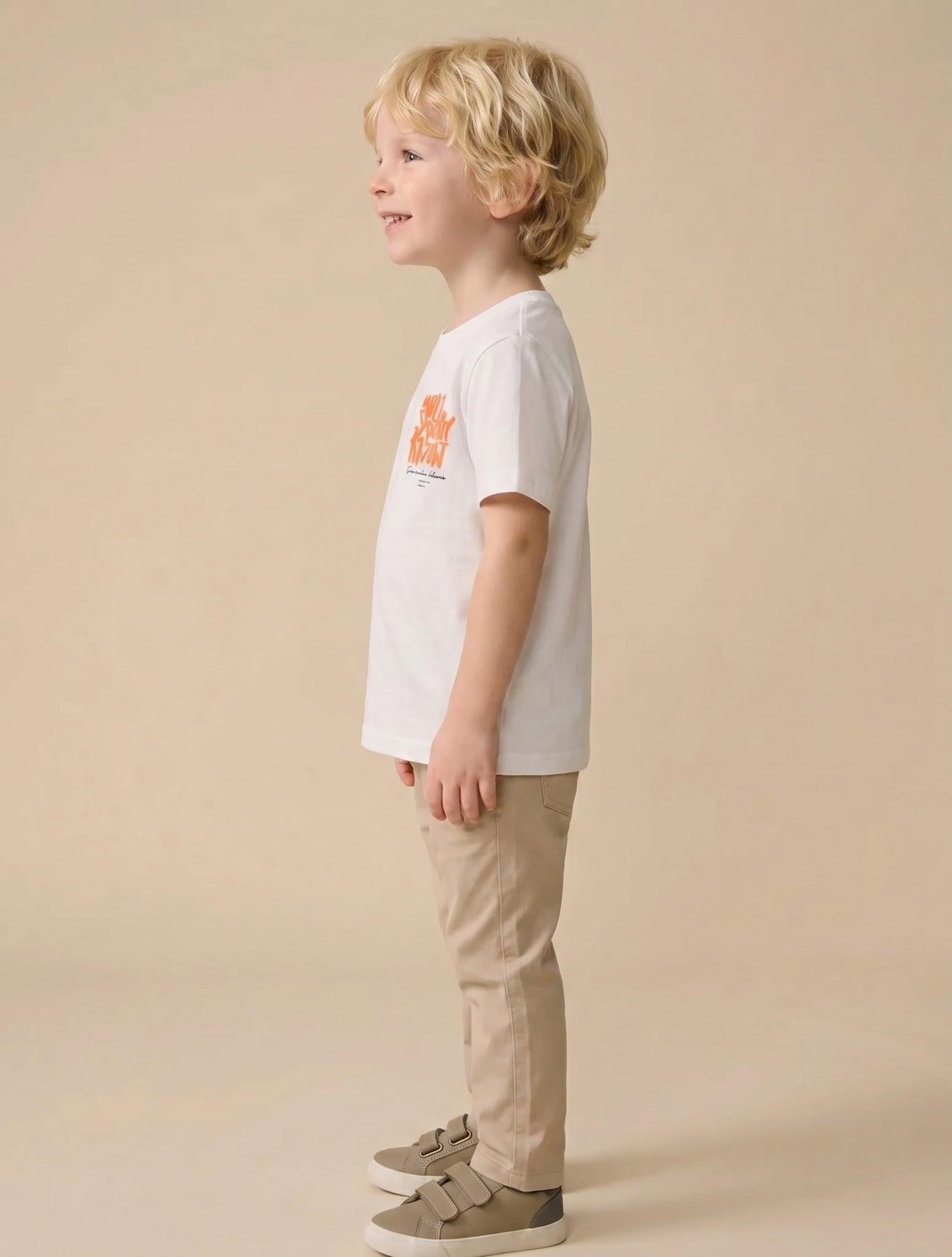 Boy Off White Round Neck T-Shirt