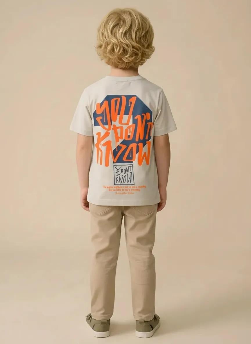 Boy Off White Round Neck T-Shirt
