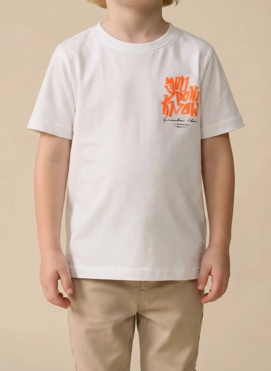 Boy Off White Round Neck T-Shirt