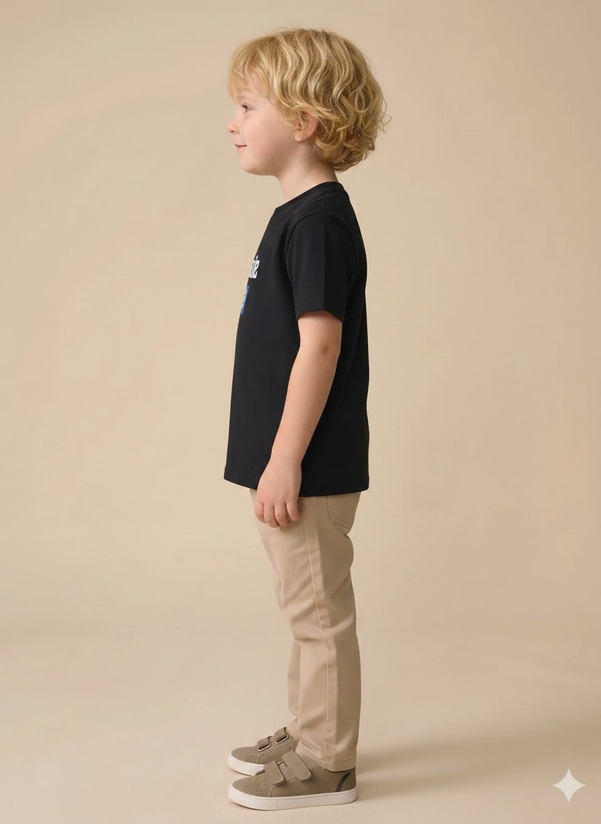 Boys Black Printed T-shirt