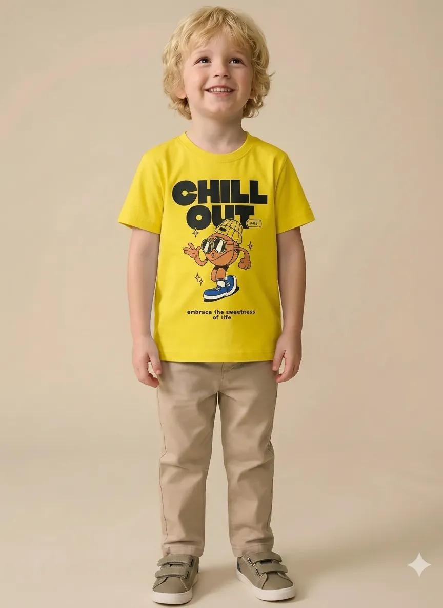 Boy Cyber Yellow Round Neck T-Shirt