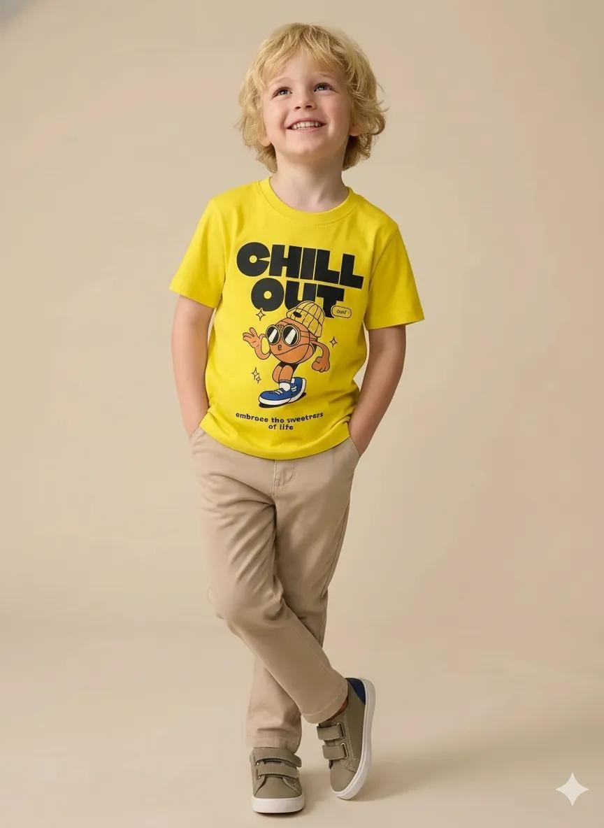 Boy Cyber Yellow Round Neck T-Shirt