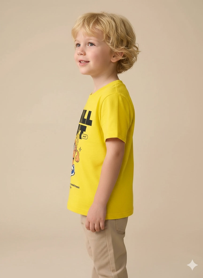 Boy Cyber Yellow Round Neck T-Shirt