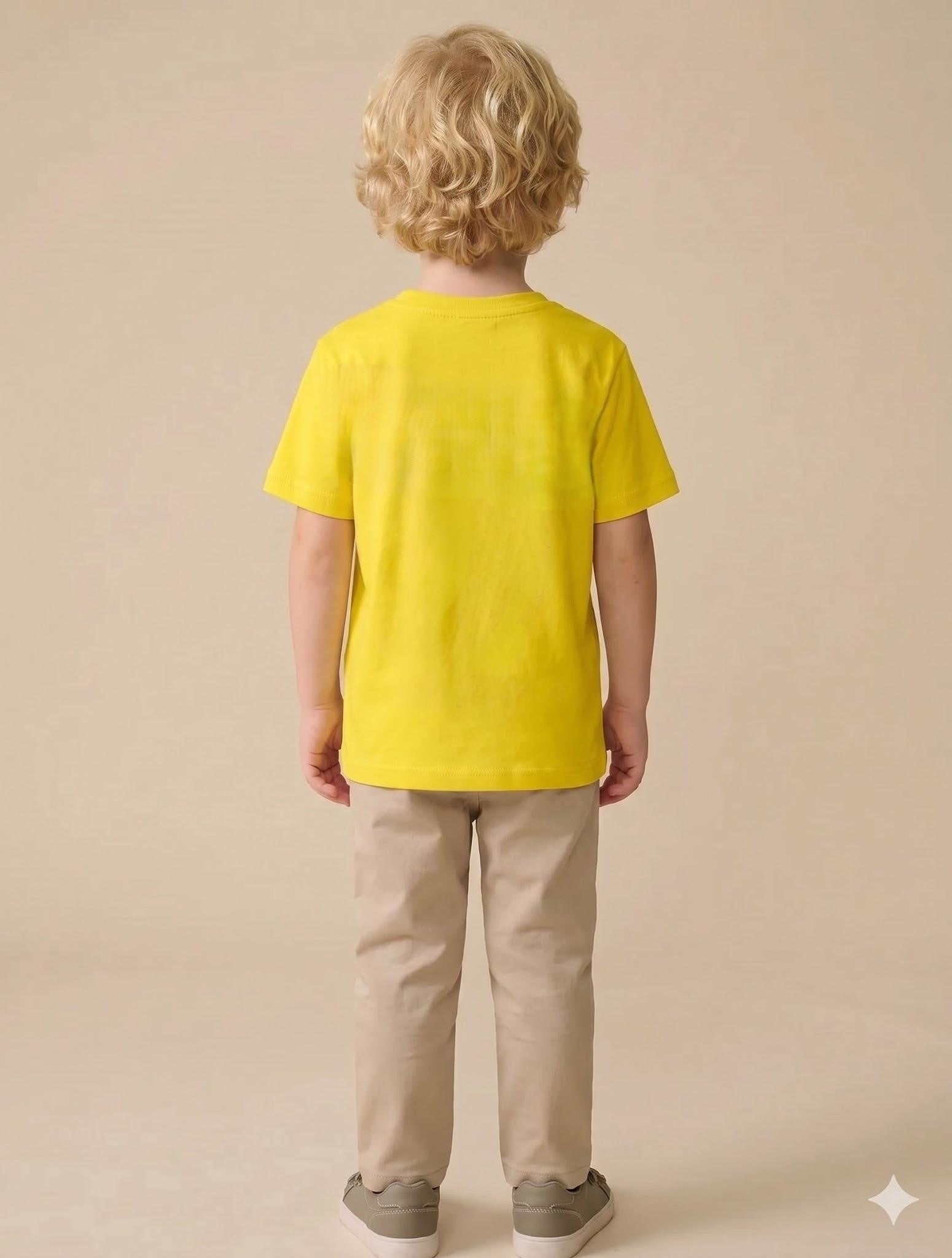Boy Cyber Yellow Round Neck T-Shirt