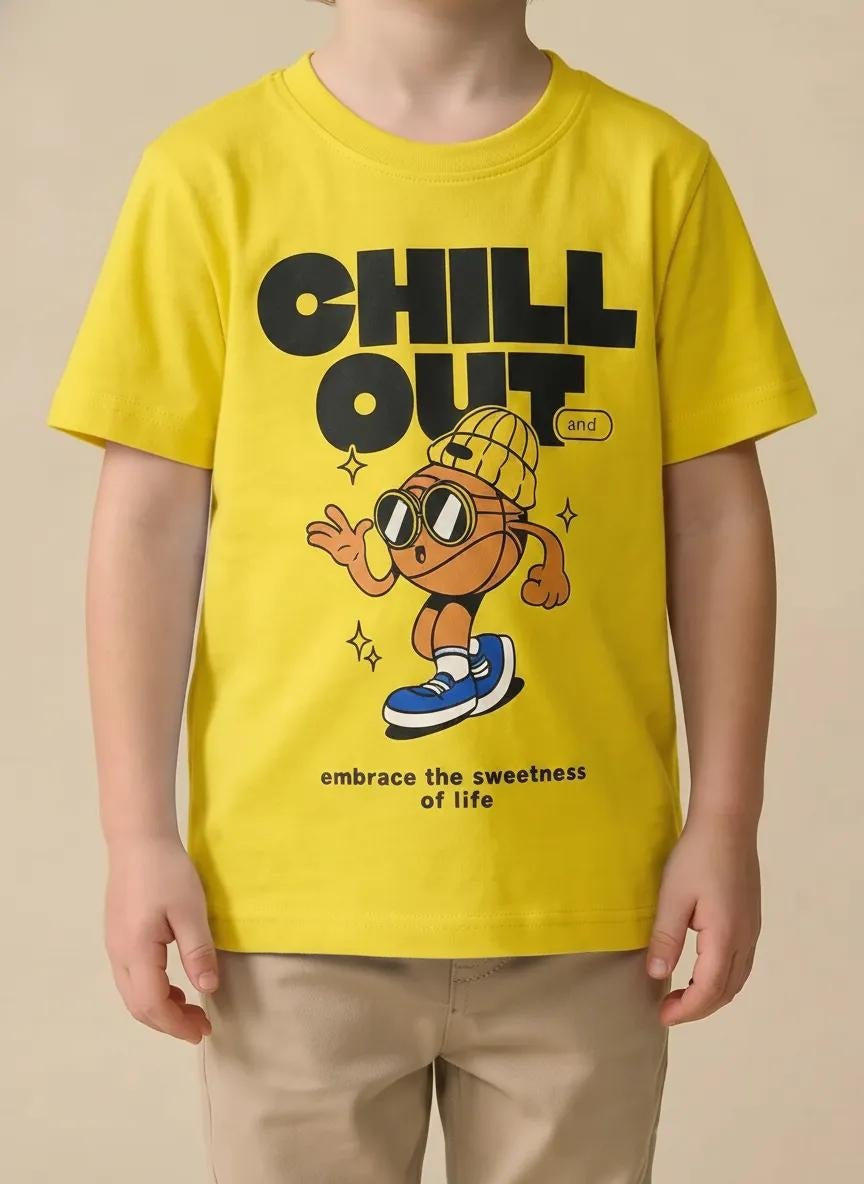 Boy Cyber Yellow Round Neck T-Shirt