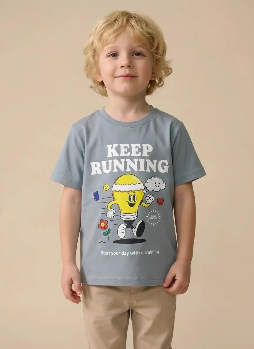 Boy Oxford Blue Round Neck T-Shirt