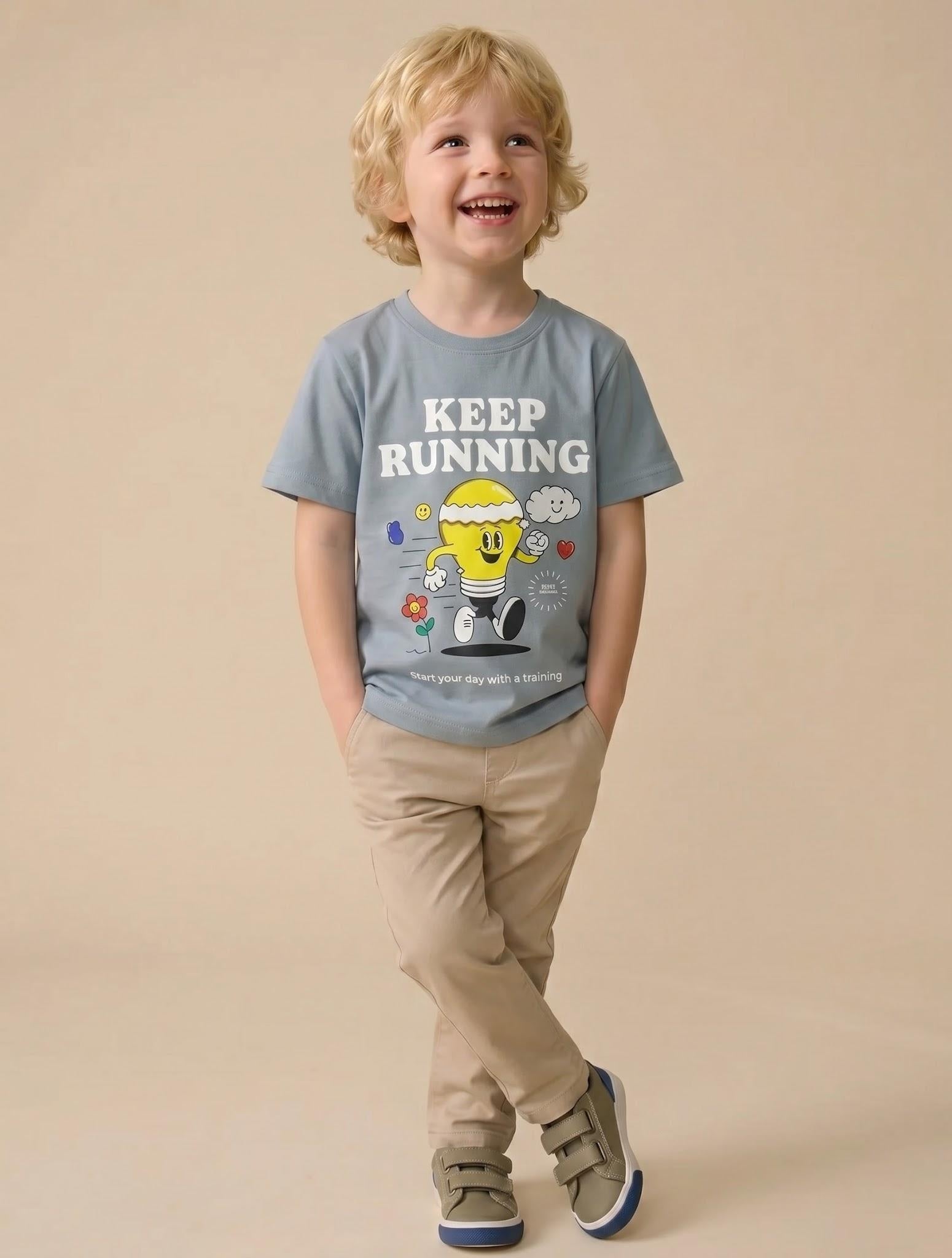 Boy Oxford Blue Round Neck T-Shirt
