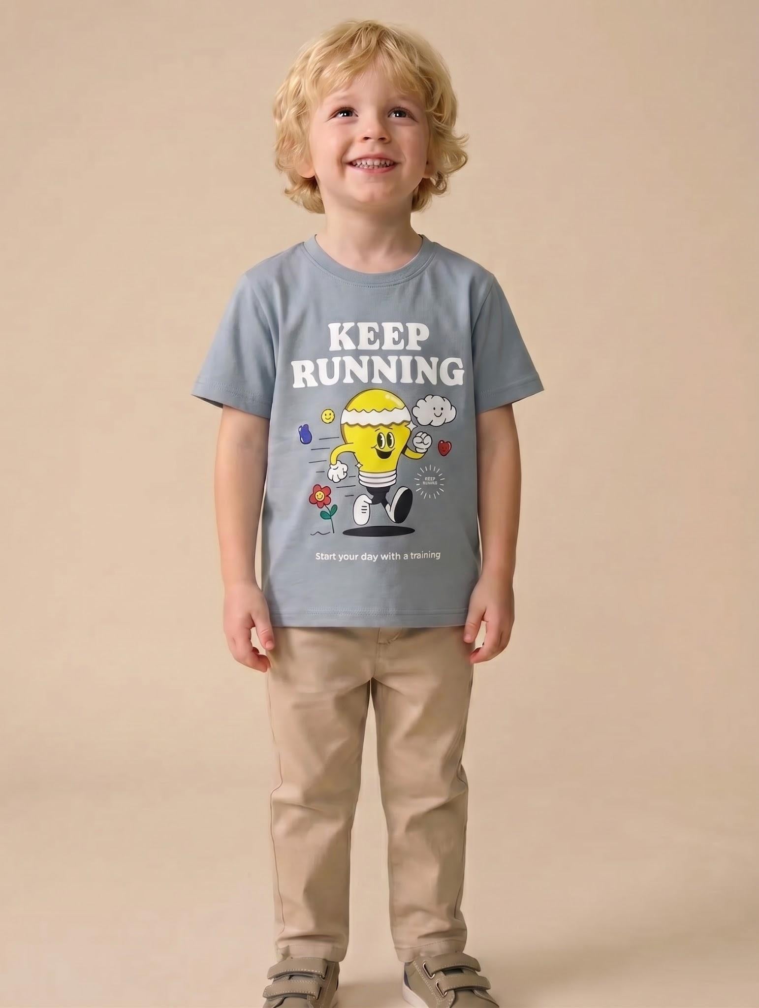 Boy Oxford Blue Round Neck T-Shirt