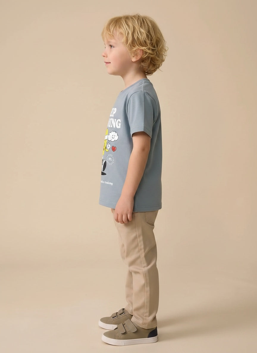 Boy Oxford Blue Round Neck T-Shirt
