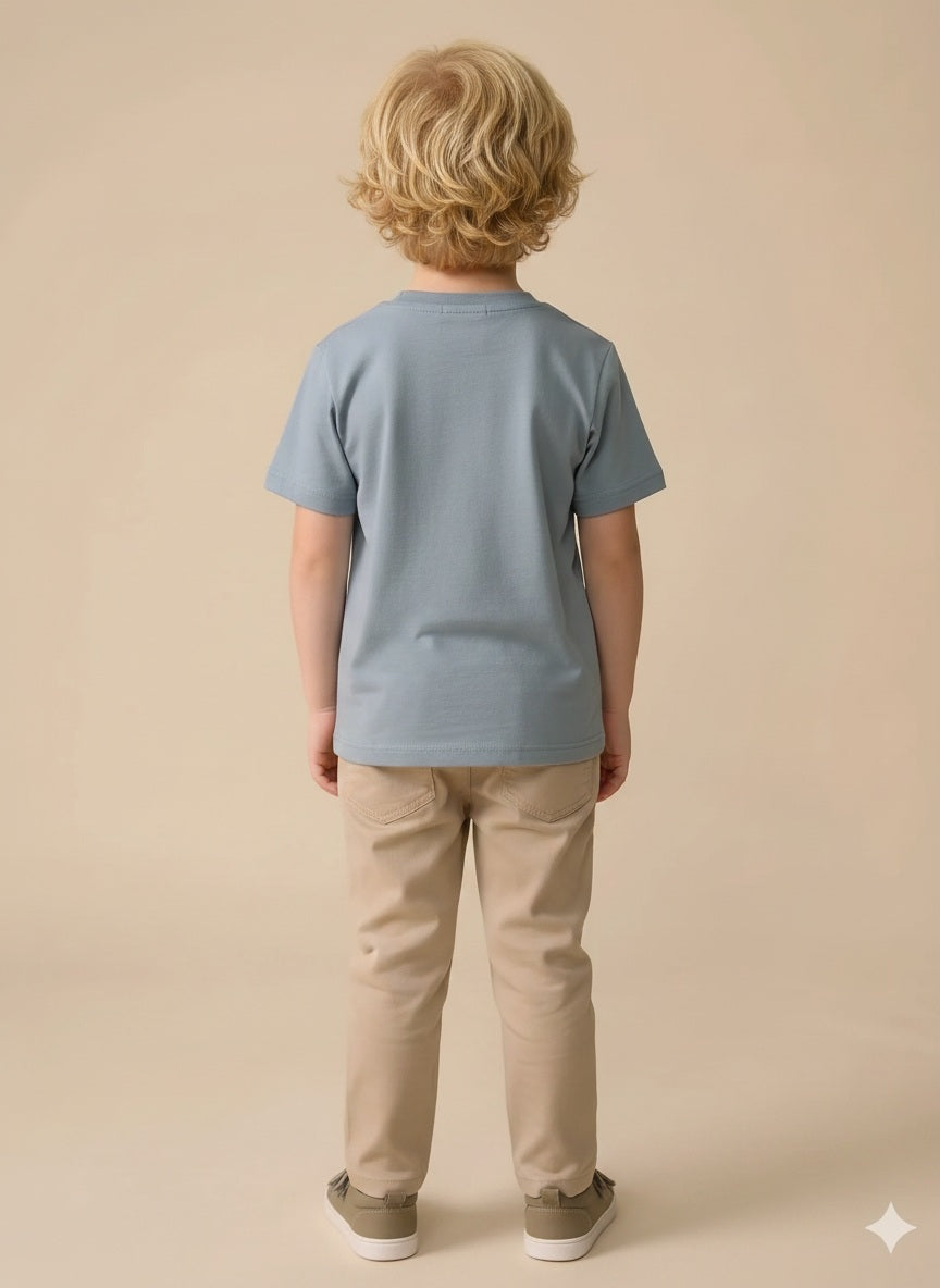 Boy Oxford Blue Round Neck T-Shirt