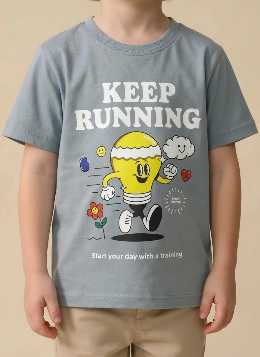 Boy Oxford Blue Round Neck T-Shirt