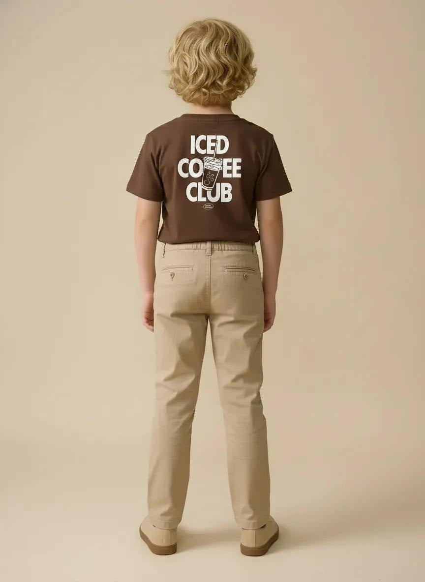 Octave Boys Tiramisu Brown Round Neck Cotton Tshirts