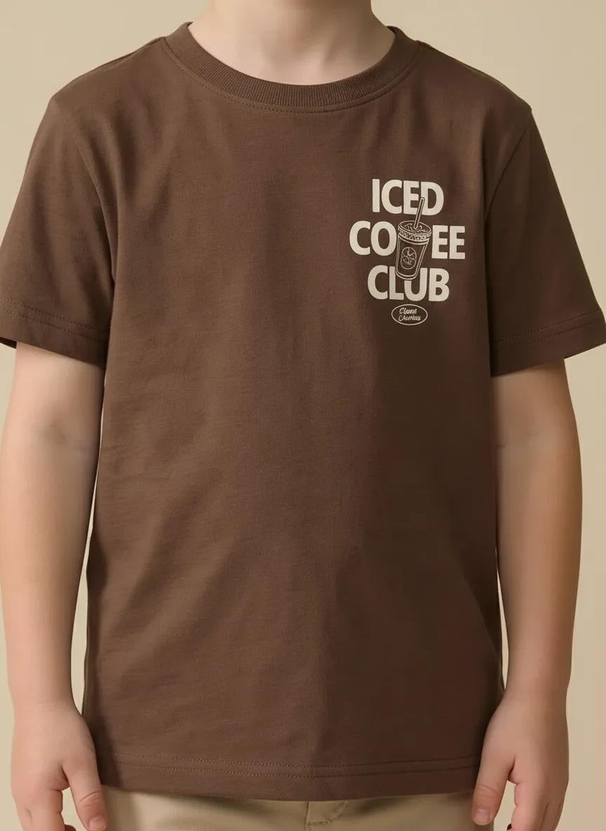 Octave Boys Tiramisu Brown Round Neck Cotton Tshirts