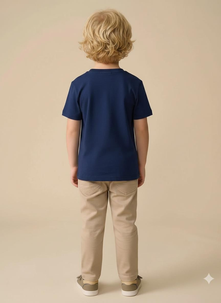 Boy Indigo Melange Round Neck T-Shirt
