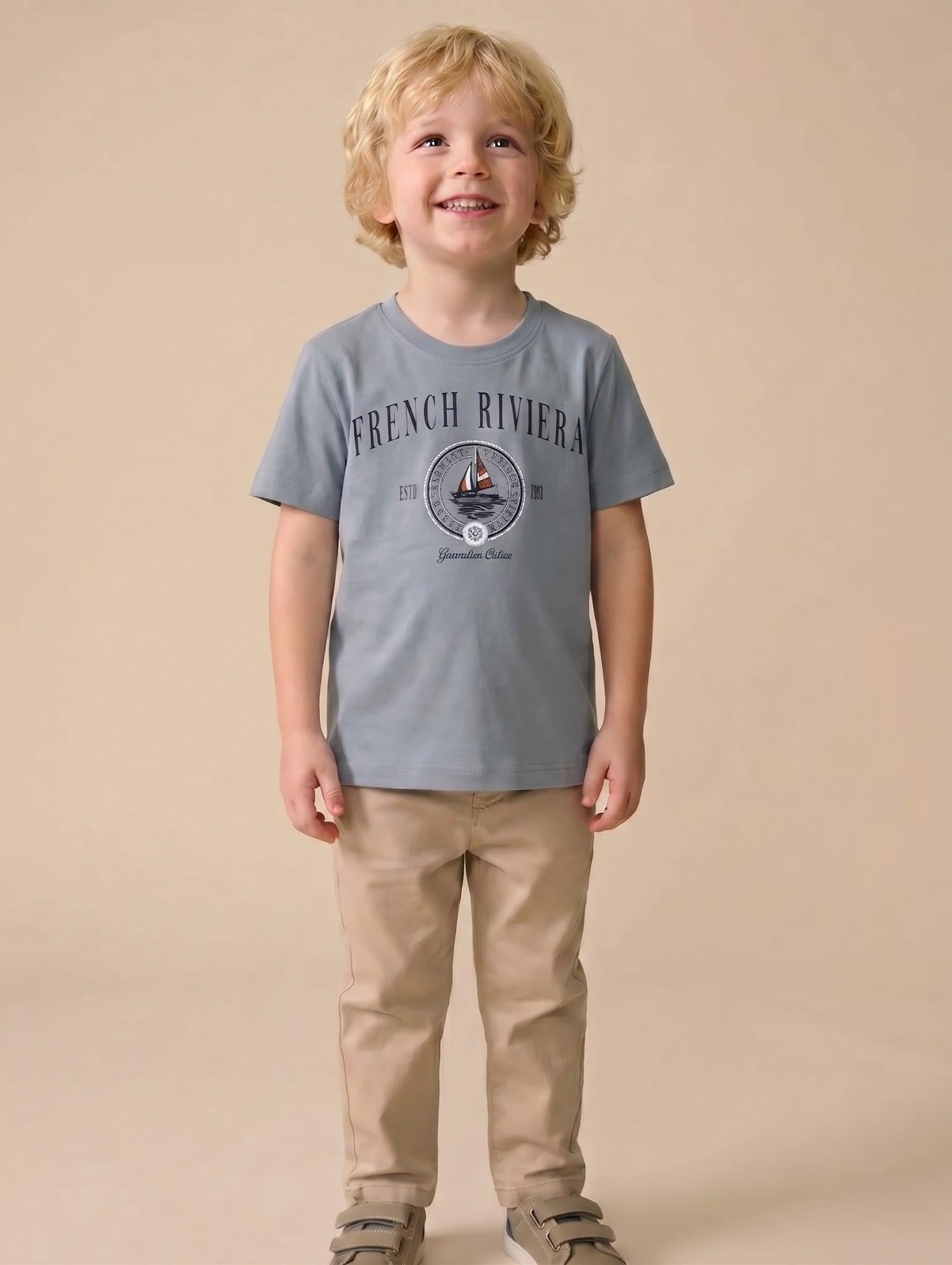 Boys Oxford Blue Printed T-shirt