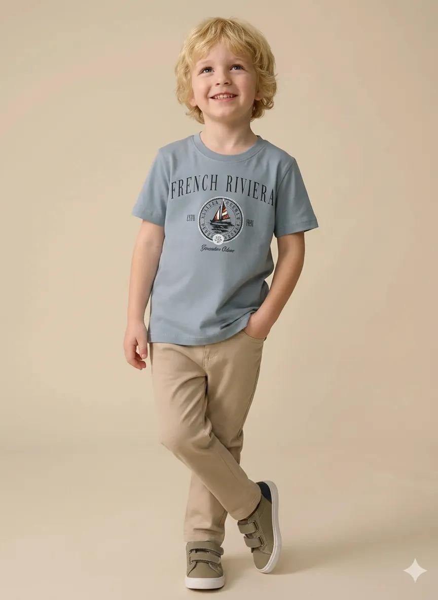 Boys Oxford Blue Printed T-shirt