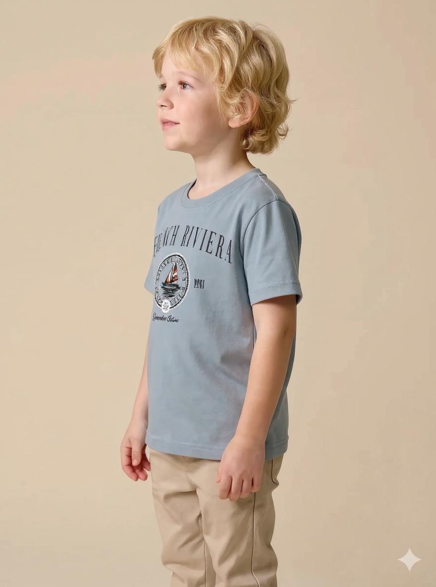 Boys Oxford Blue Printed T-shirt