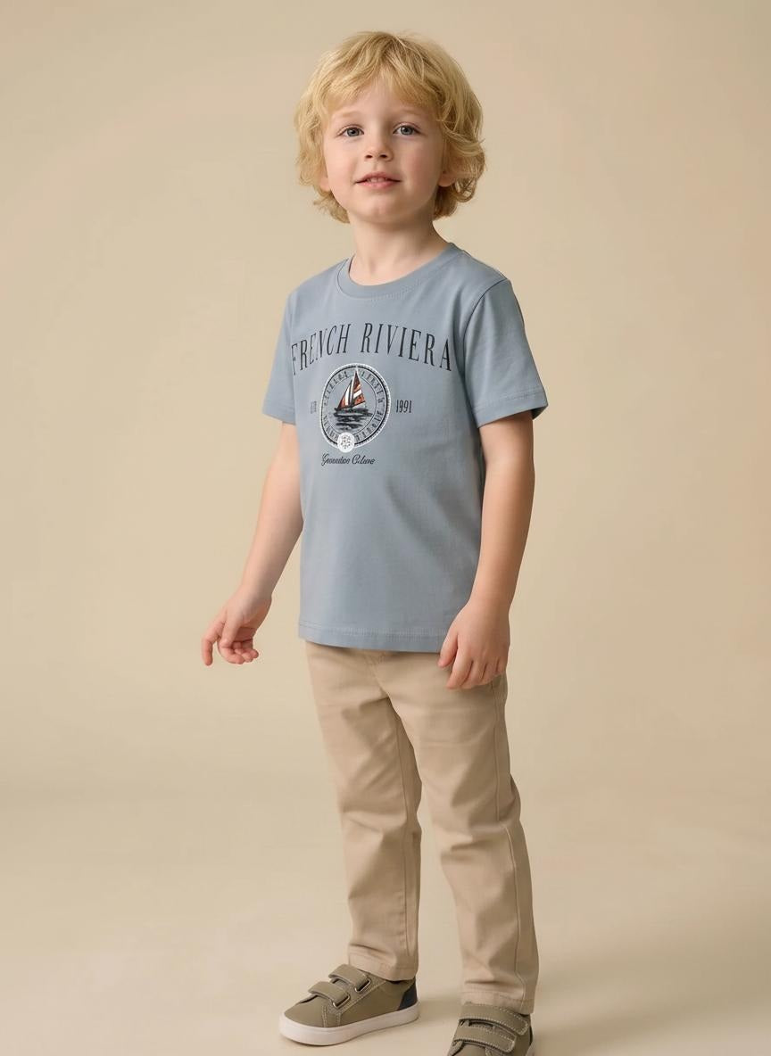 Boys Oxford Blue Printed T-shirt
