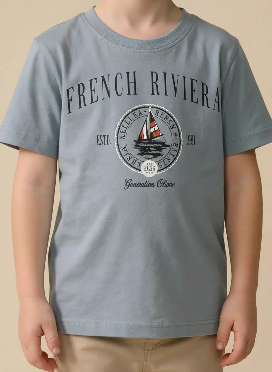 Boys Oxford Blue Printed T-shirt