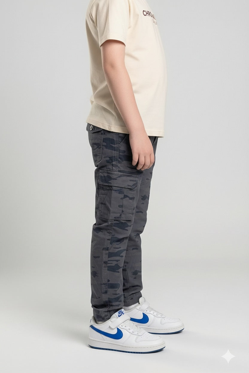 Octave Boys Coal Regular Fit Camouflage Track Pants