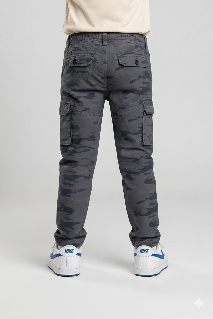 Octave Boys Coal Regular Fit Camouflage Track Pants