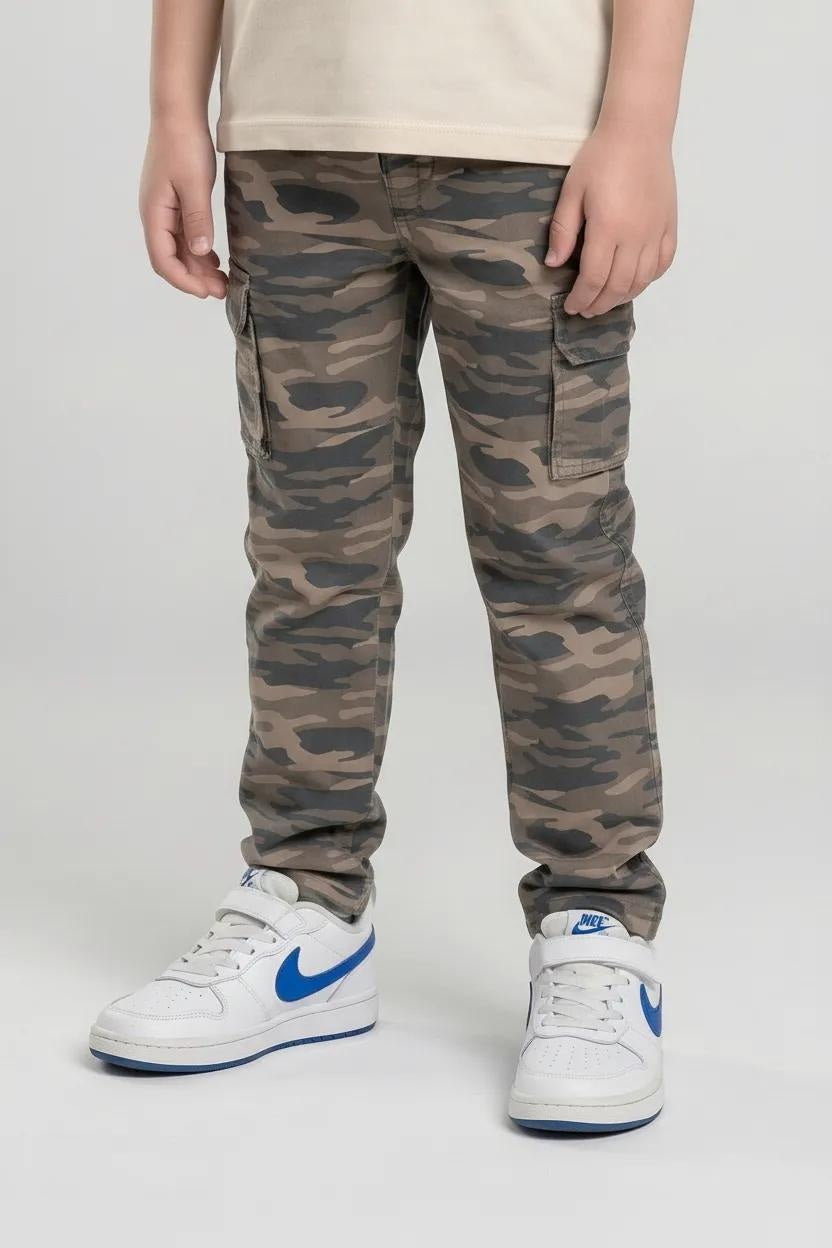 Octave Boys Olive Regular Fit Camouflage Track Pants