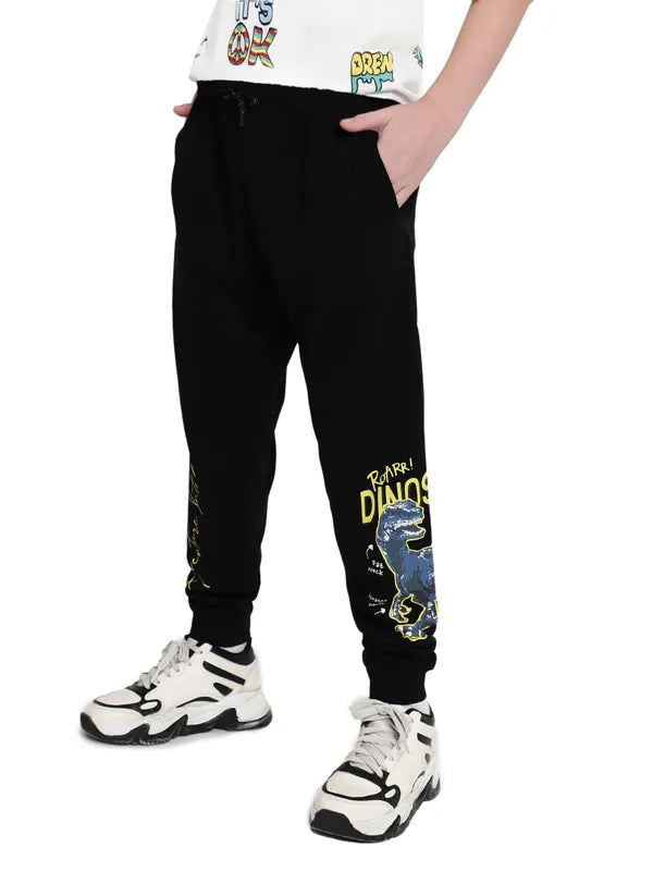 Octave Boys Printed Cotton Mid-Rise Joggers