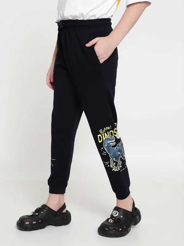 Octave Boys Cotton Printed Mid Rise Joggers