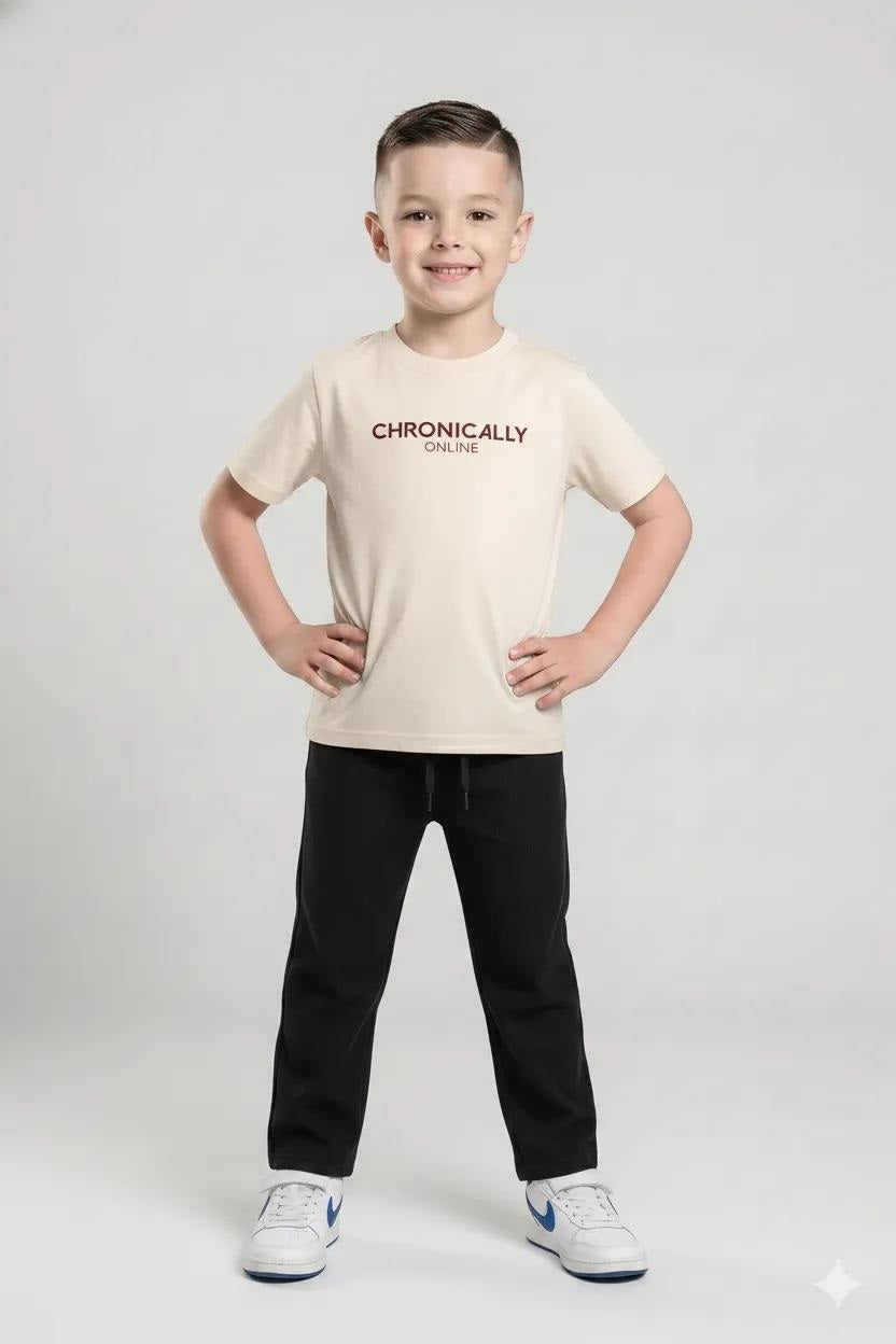 Boys Black Regular Fit Textured Joggers