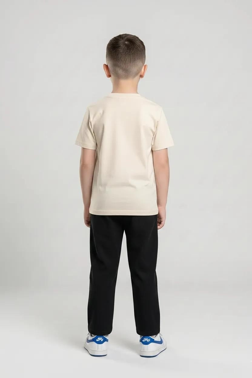 Boys Black Regular Fit Textured Joggers