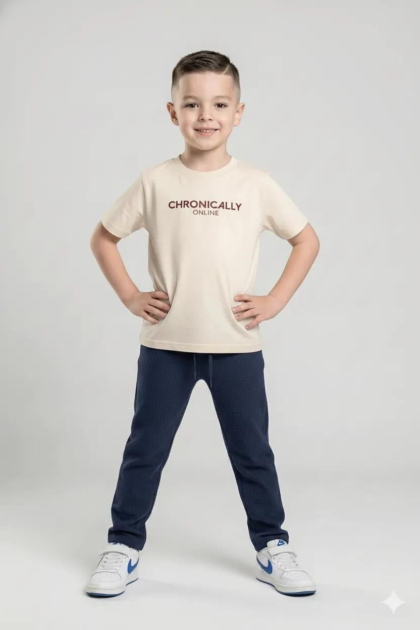 Boys Navy Regular Fit Textured Joggers