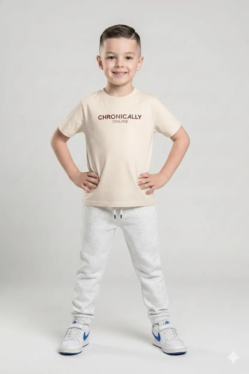 Boys White Melange Regular Fit Joggers